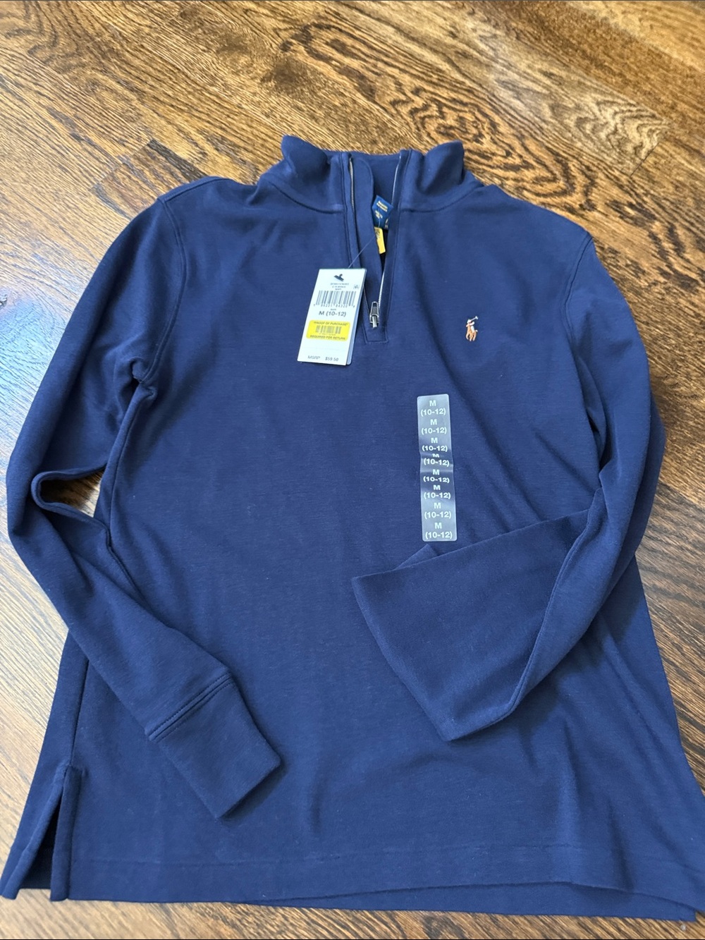 Ralph Lauren Navy Quarter-Zip Pullover with Embroidered Pony